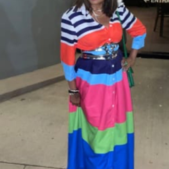 UOOZEE Like New Colorful stripe shirt midi dress, S, GD1164 - Picture 3 of 3